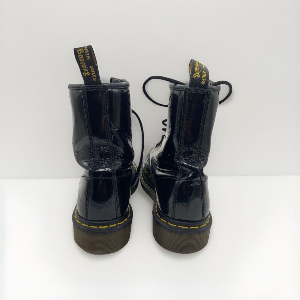 Dr. Martens Black Lace-Up Boots Patent Leather Size US W 7/ US M 6 1460W - Picture 4 of 11